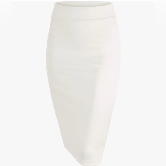 Women's Elastic Waist Stretch Bodycon Midi Knee Length Pencil Skirt for Office - Picture 3 of 5